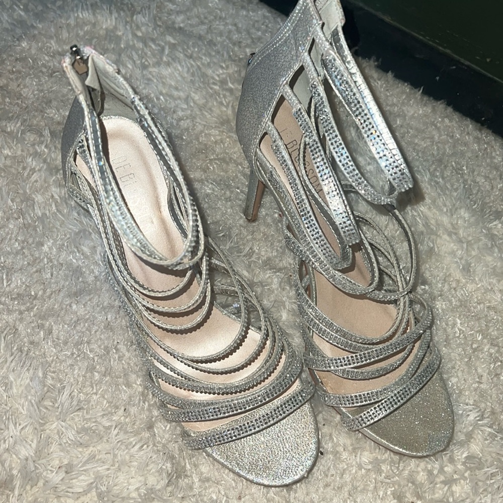 De Blossom Collection Silver Sparkled Heels